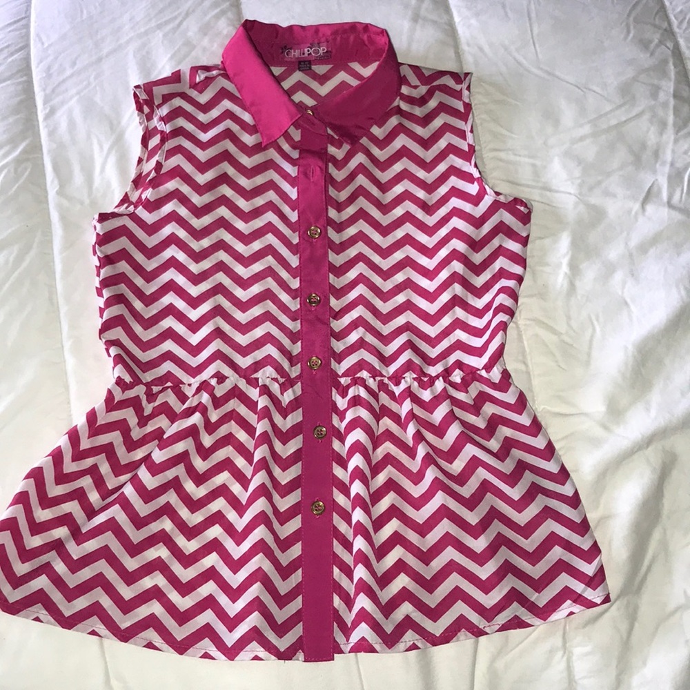 Sleeveless button peplum top 10/12